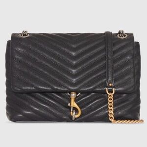 Rebecca Minkoff Quilted Leather Crossbody Bag Excellent Condit black gold silver